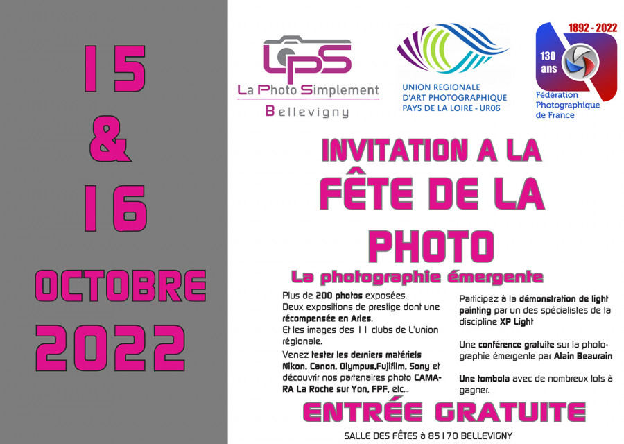 Assemblée Générale et Fête de la Photo les 15 et 16 octobre à Bellevigny